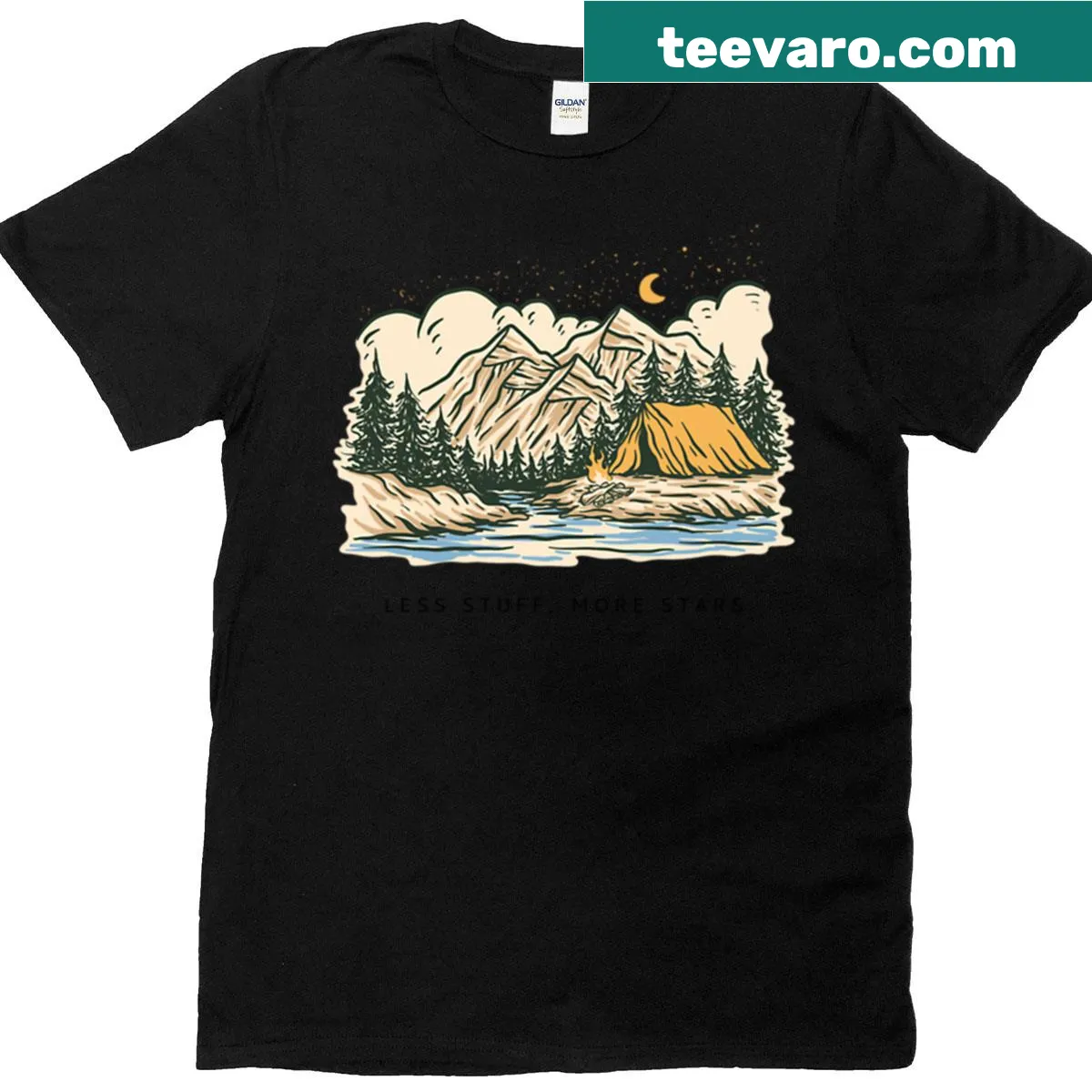 Inspirational t-shirt with stars graphic and minimalist text — on a men's t-shirt