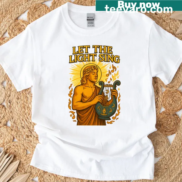 Typography design 'Let The Light Sing' on a shirt