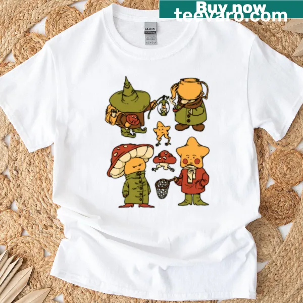 Cute t-shirt featuring whimsical gnome characters in a playful design