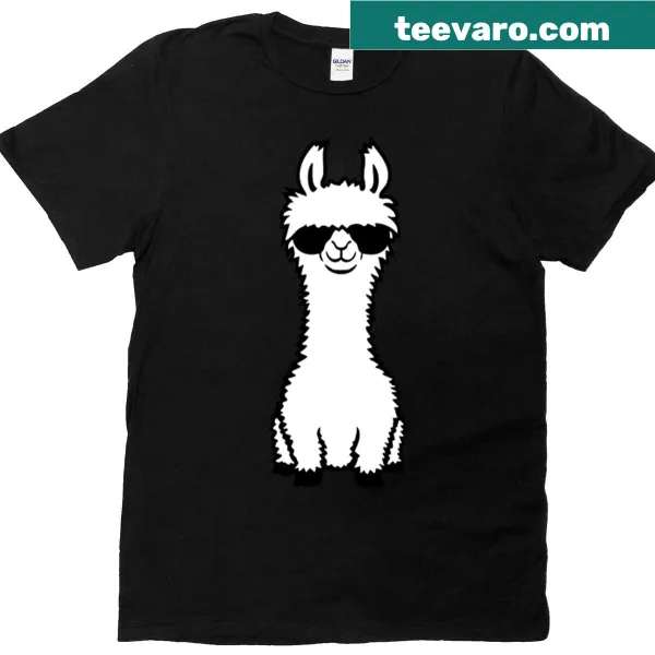 Funny llama t-shirt with sunglasses and 'No Drama Probllama' text