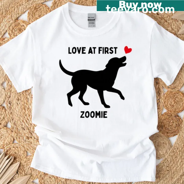 Whimsical T-shirt with dog-themed love text