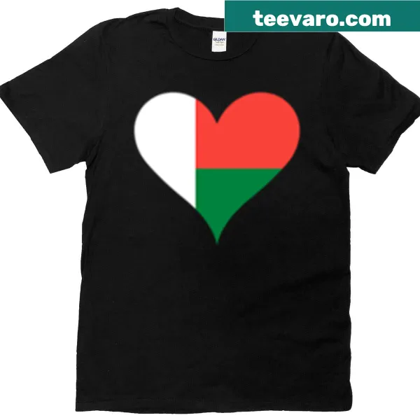 Patriotic t-shirt with Madagascar heart flag design