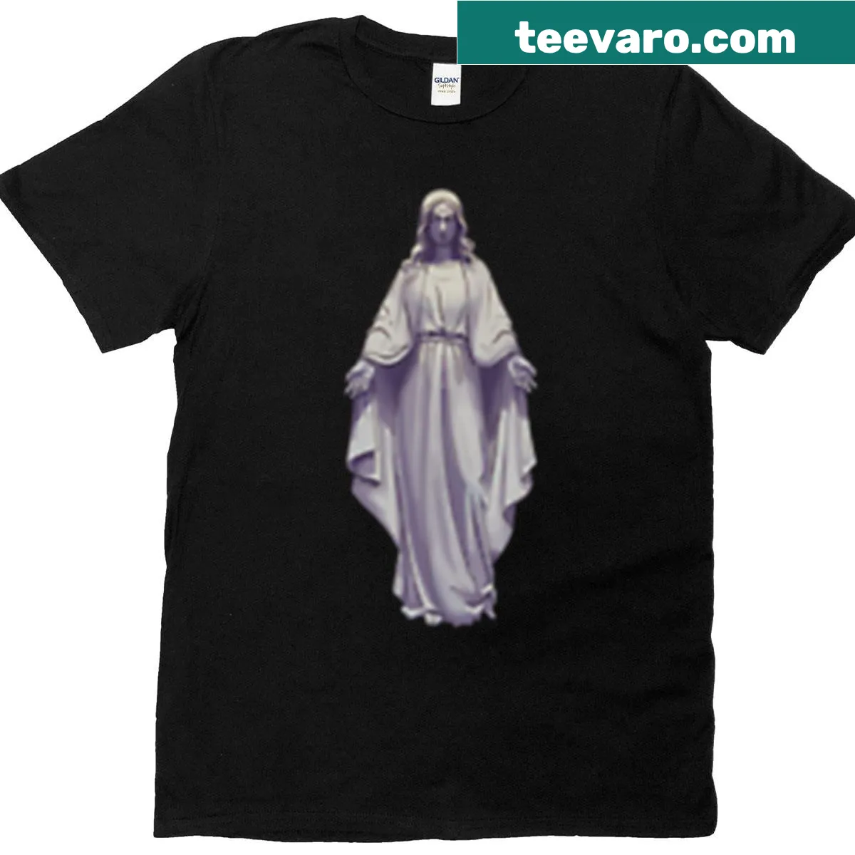 Illustration of the Mary Mother of God statue on a t-shirt — on a men's t-shirt