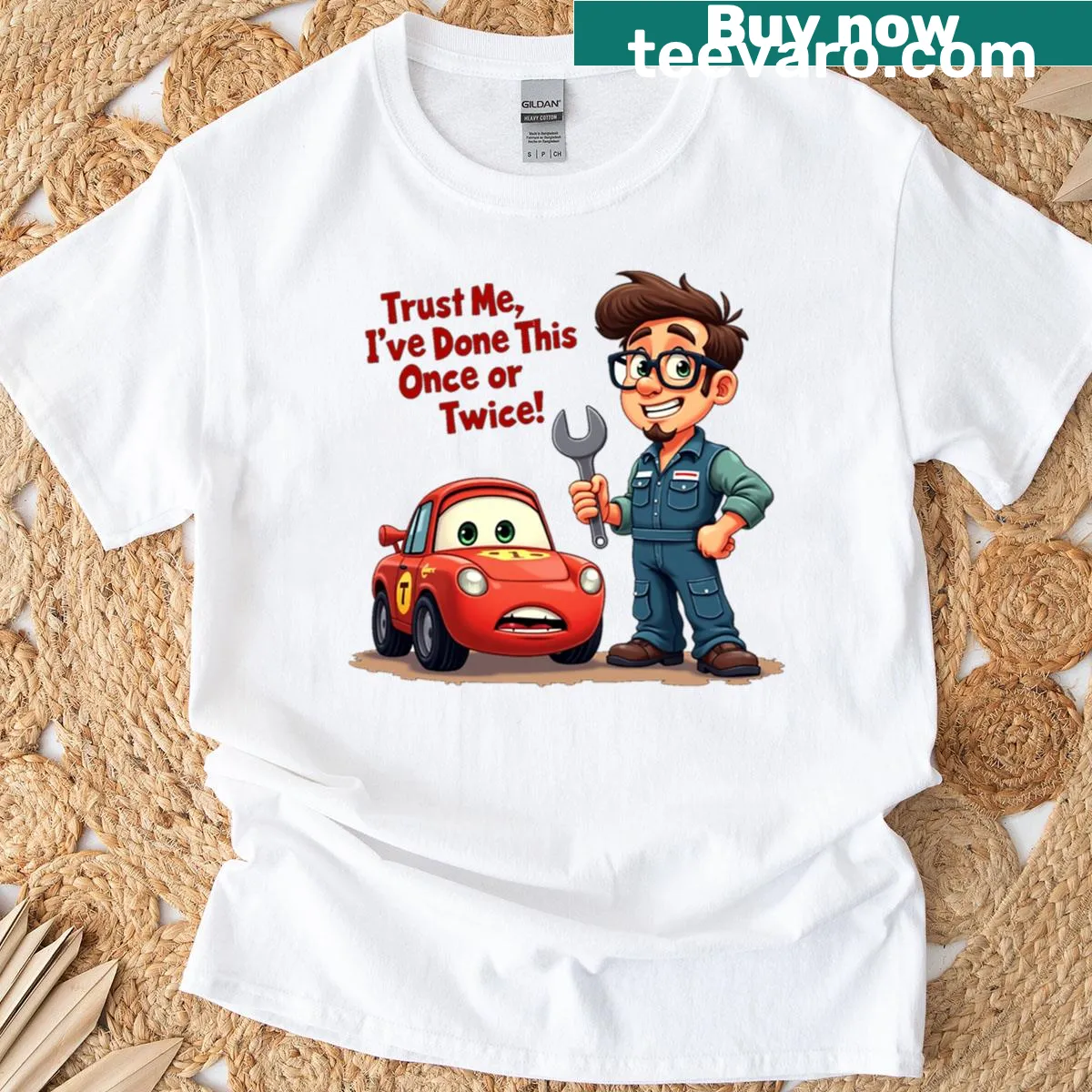 Funny T-shirt with a humorous mechanic phrase — on a men's t-shirt