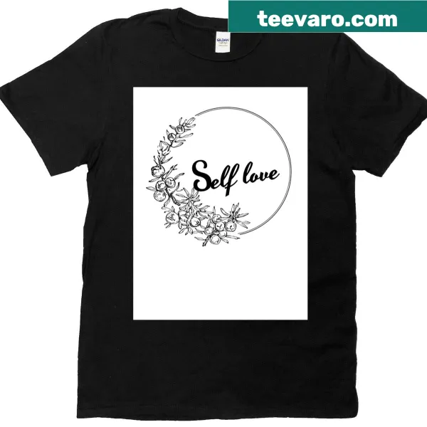Floral line art design promoting self love on t-shirt