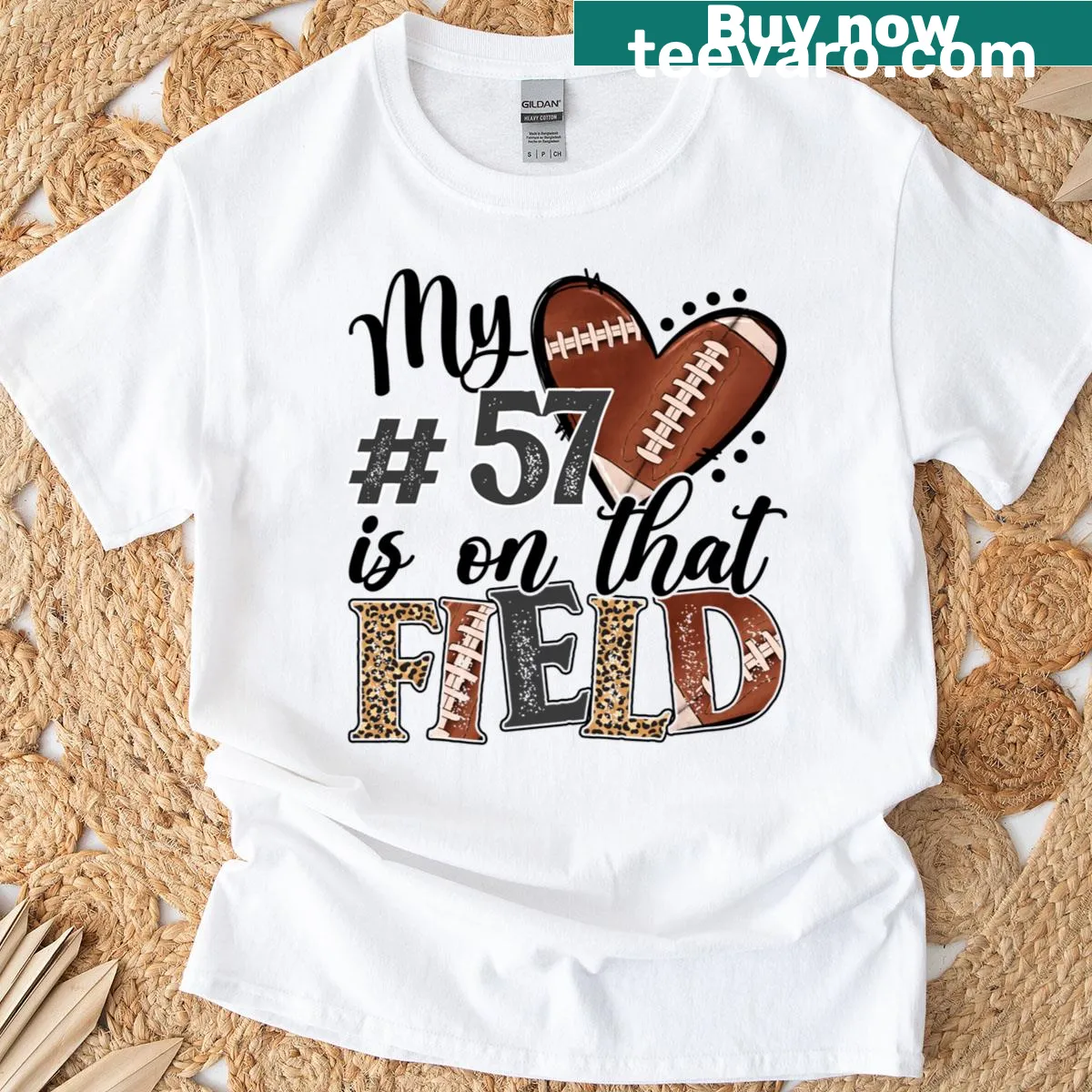 Football mom shirt with heartfelt message and custom number — on a men's t-shirt