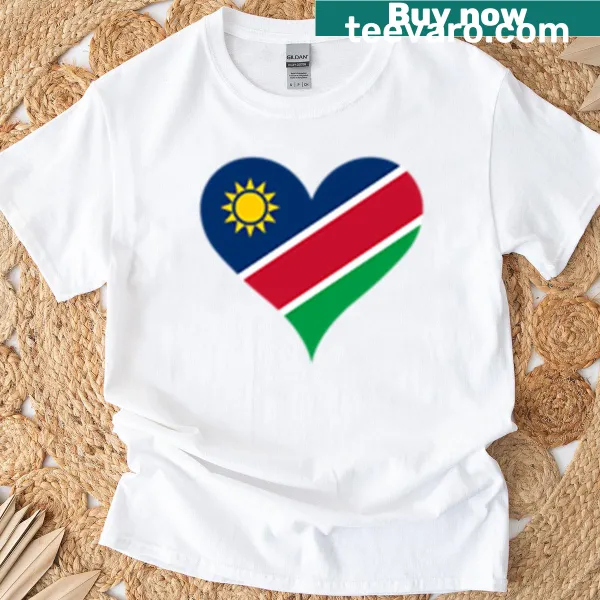 Heart-shaped Namibian flag design on a shirt