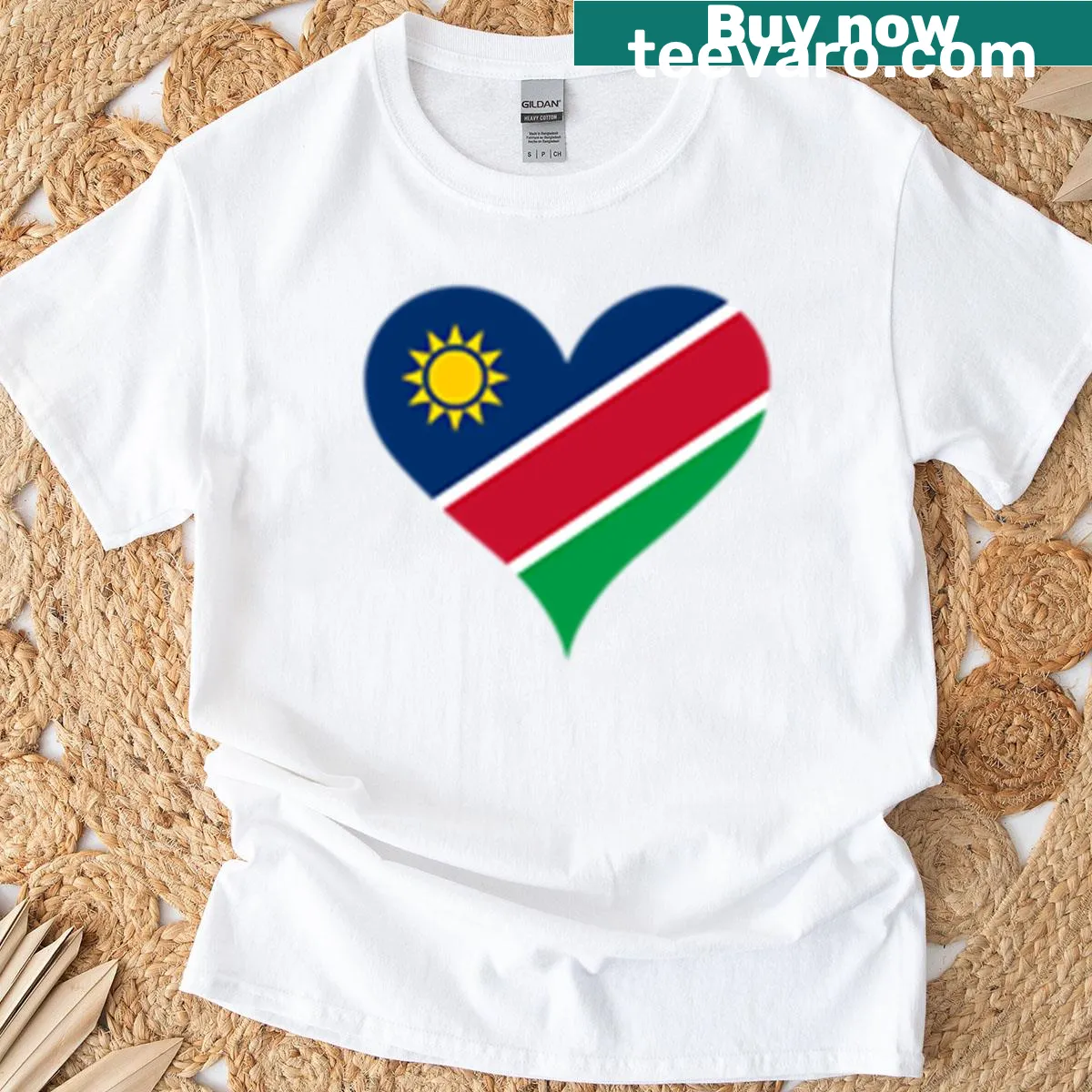 Heart-shaped Namibian flag design on a shirt — on a men's t-shirt
