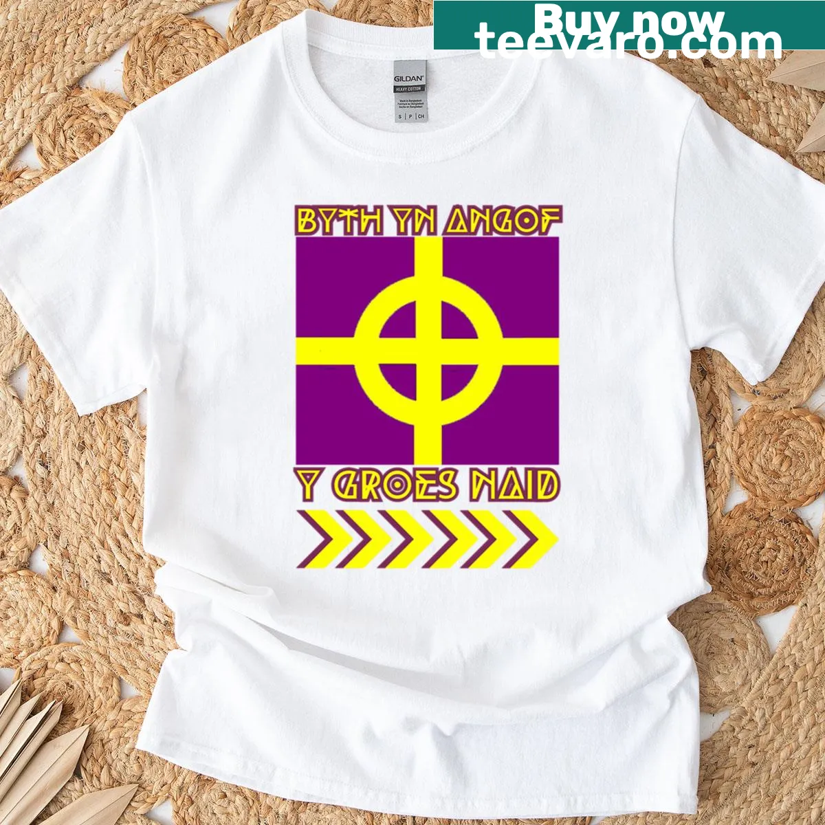 T-shirt featuring the Cross of Neith graphic. — on a men's t-shirt