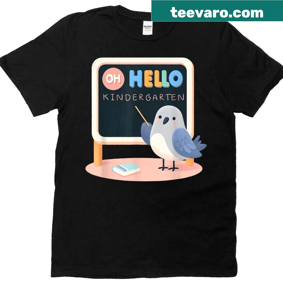 Minimalist T-shirt with cute pigeon design for teachers — on a men's t-shirt