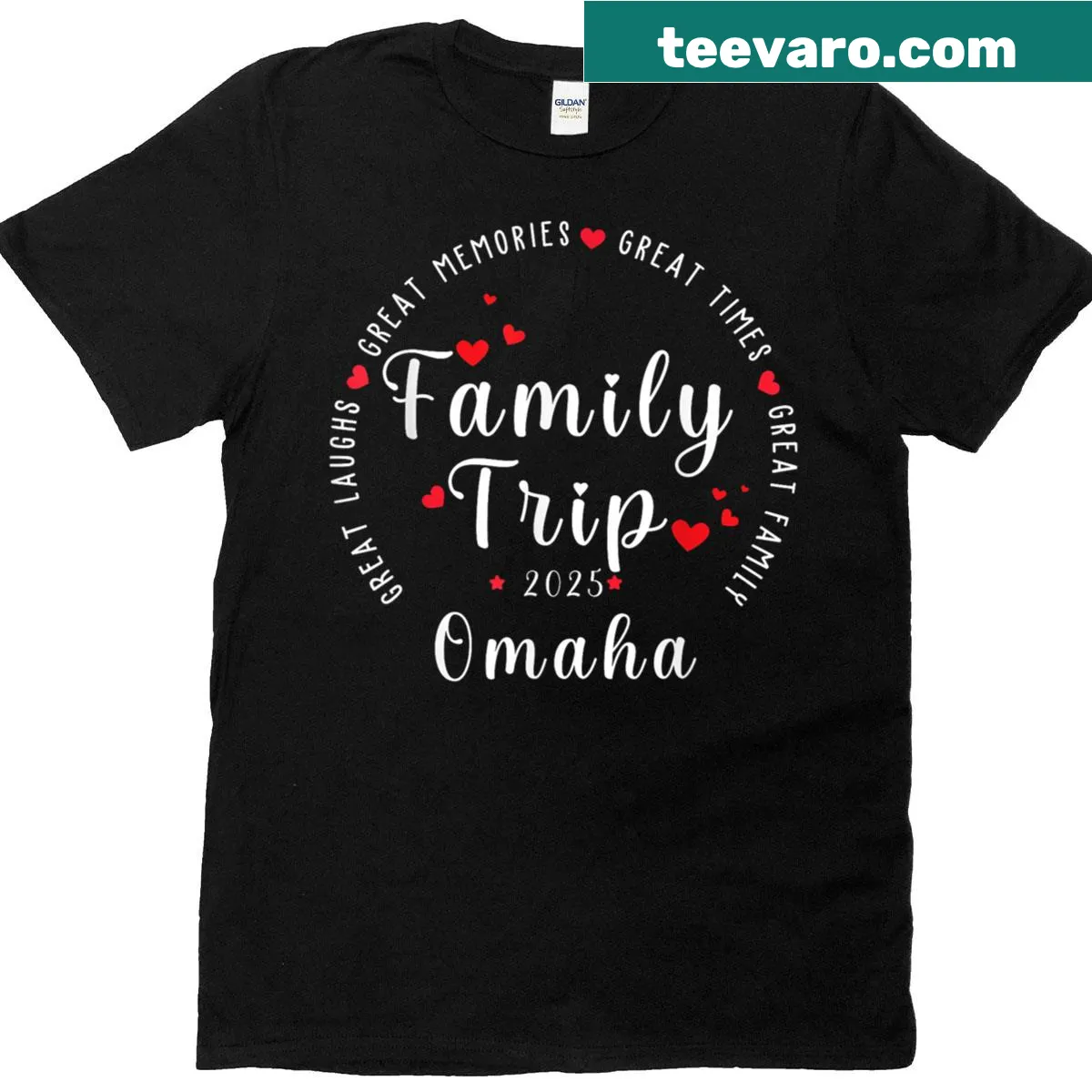 Illustrative design celebrating Omaha city on family matching t-shirts. — on a men's t-shirt