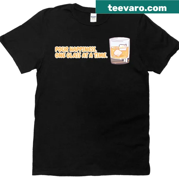 Casual t-shirt with 'One Glass At A Time' playful typography