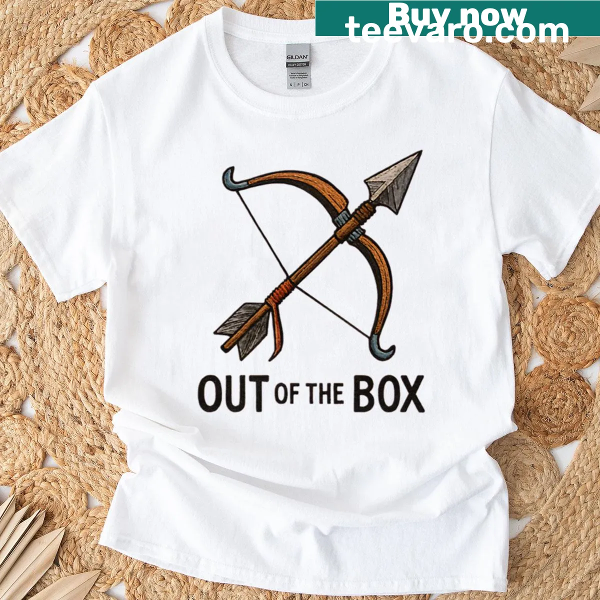Minimalist T-shirt featuring the phrase 'Out Of The Box' — on a men's t-shirt