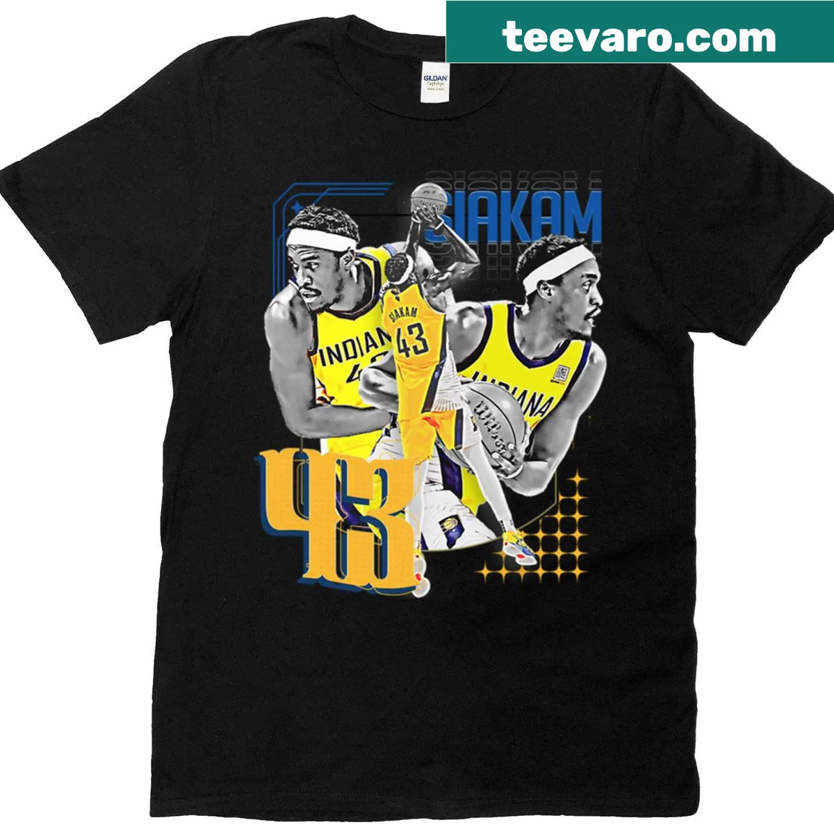 Illustration t-shirt of basketball player P Siakam in action — on a men's t-shirt