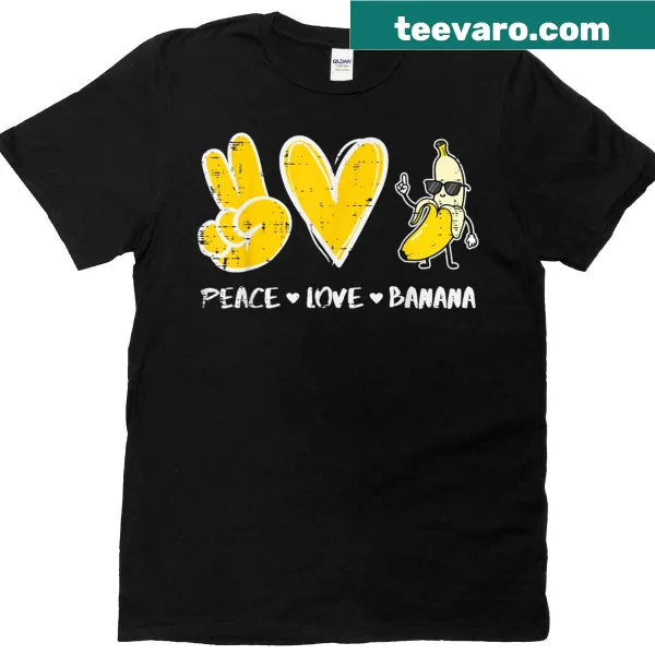 Funny T-shirt featuring a playful message about peace and bananas