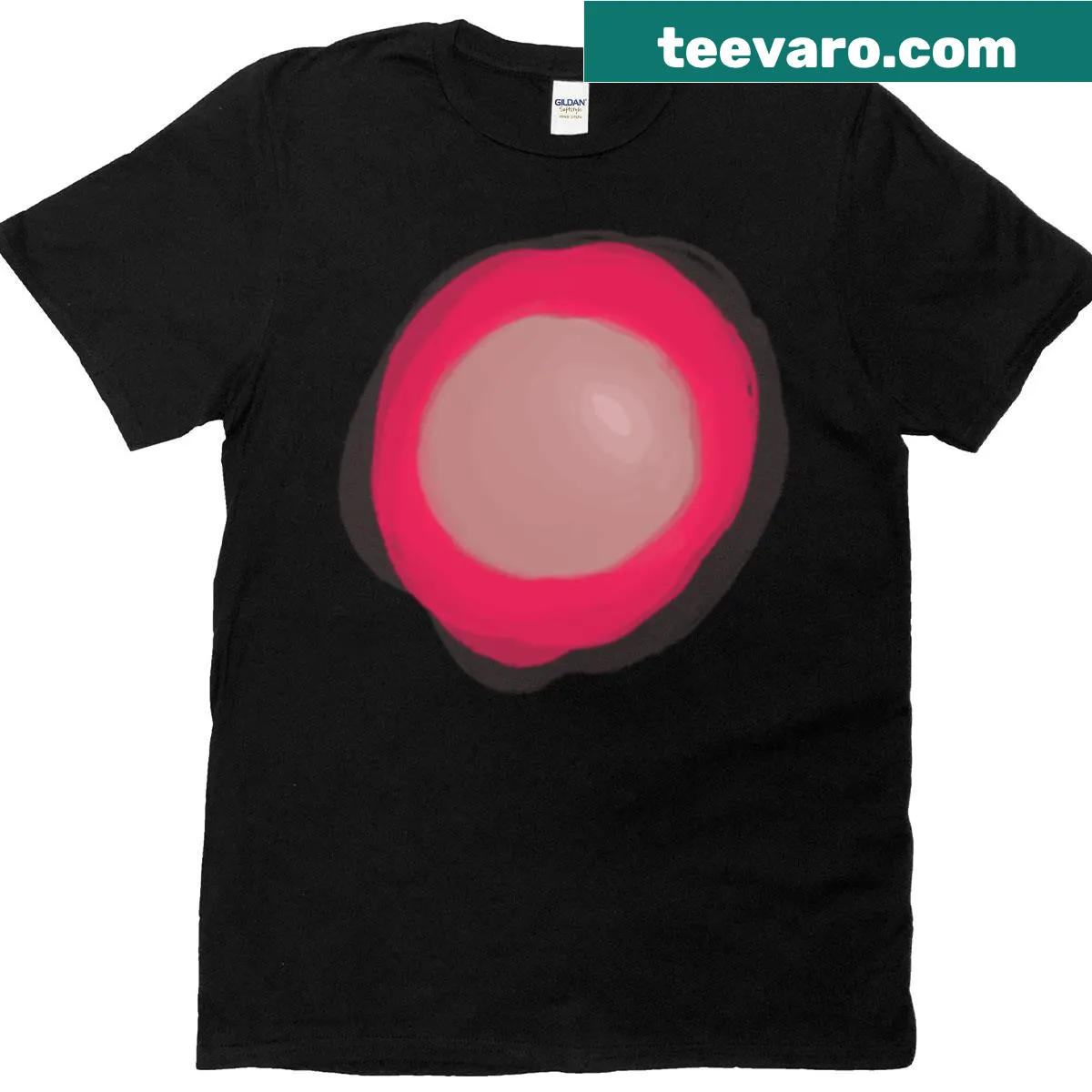 Minimalist t-shirt with a simple pearl circle graphic — on a men's t-shirt