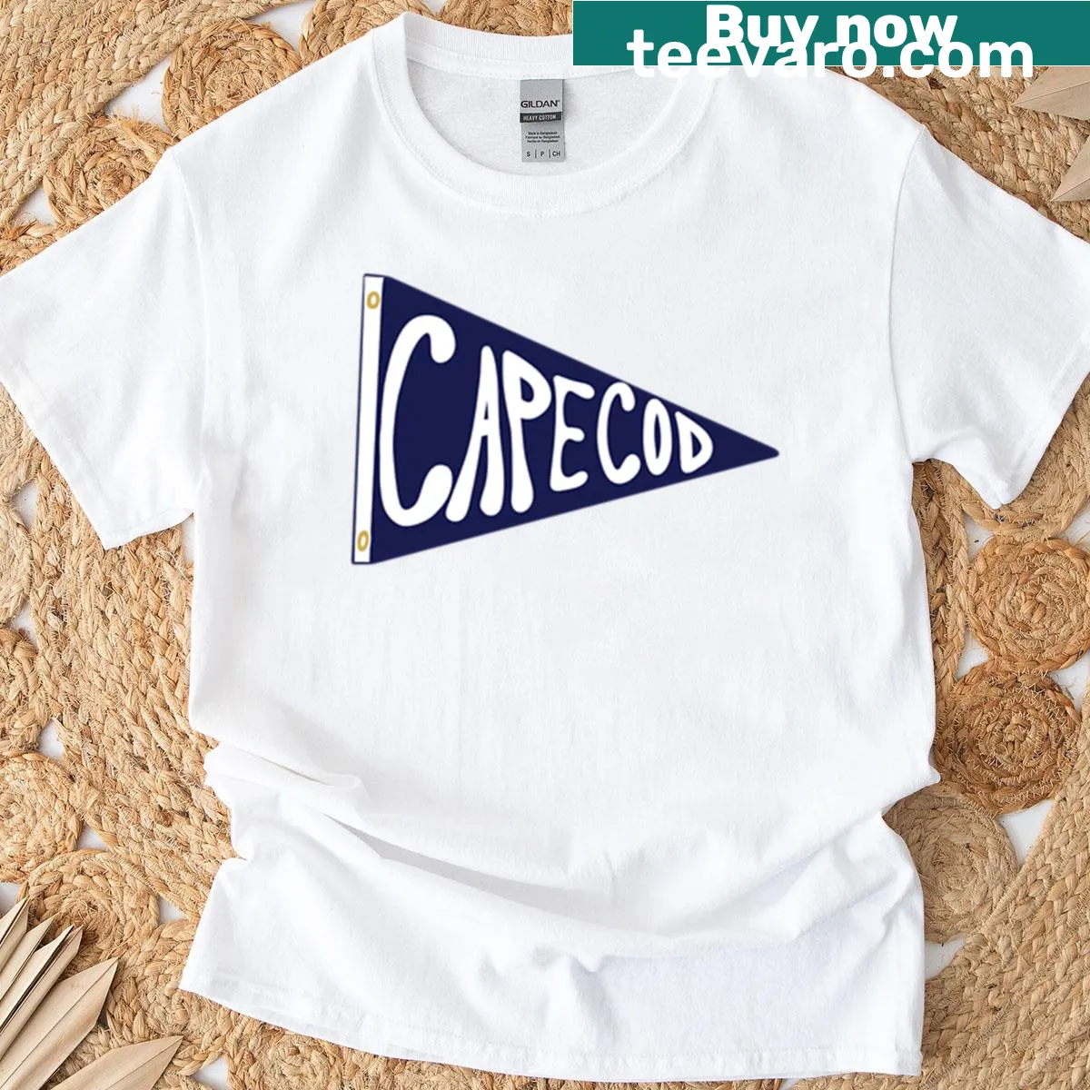 Cape Cod flag pennant design on a T-shirt — on a men's t-shirt
