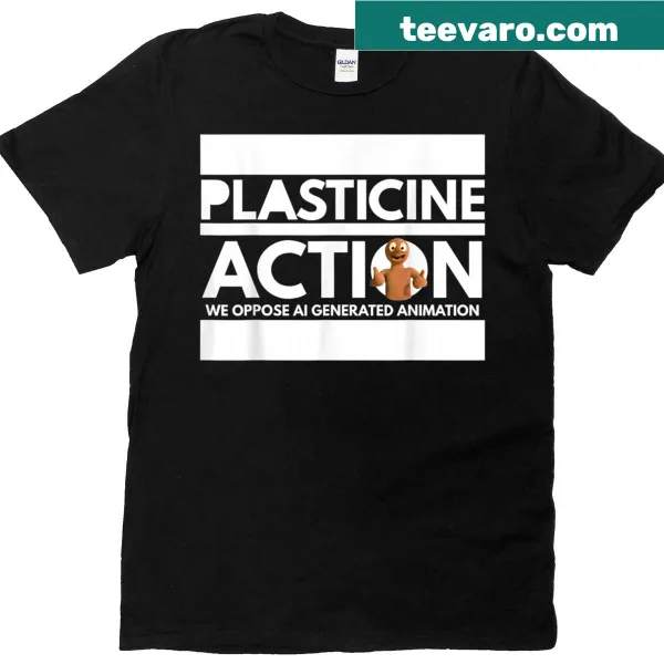 Graphic tee opposing AI-generated animation with bold text design