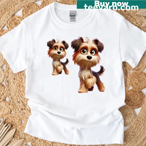 Illustration T-shirt featuring a duo of Dandie Dinmont Terriers