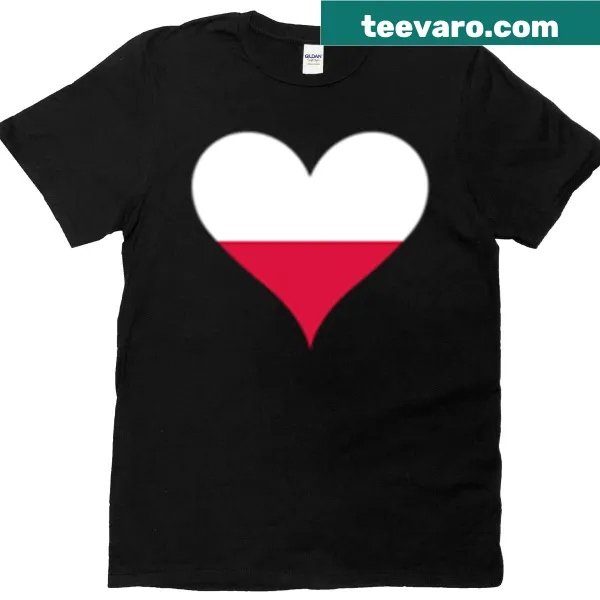 Heart-shaped graphic filled with the Polish flag
