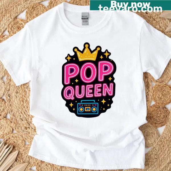 Stylish T-shirt featuring 'Pop Queen' text for music lovers