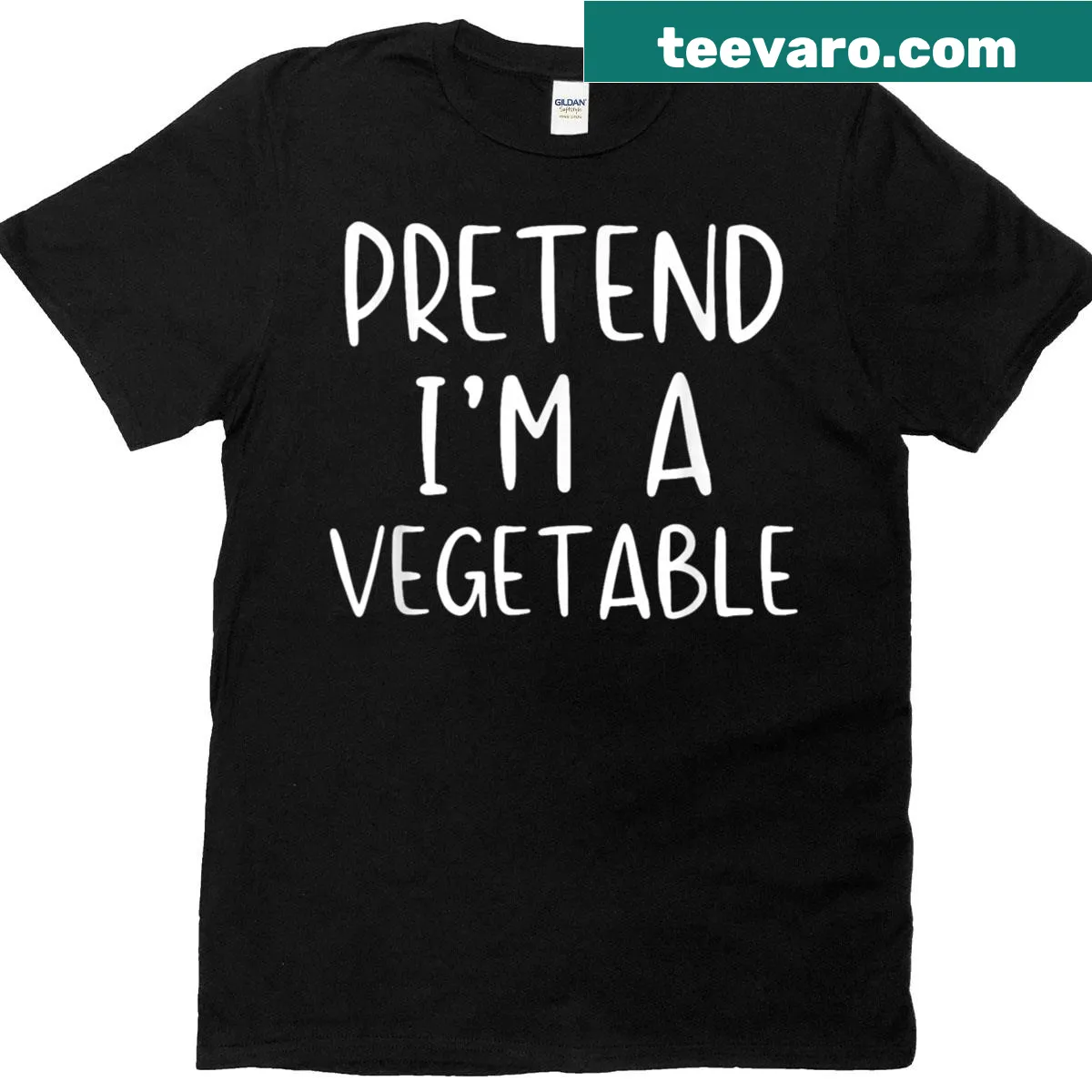 Funny Halloween t-shirt with the phrase 'Pretend I'm A Vegetable' — on a men's t-shirt