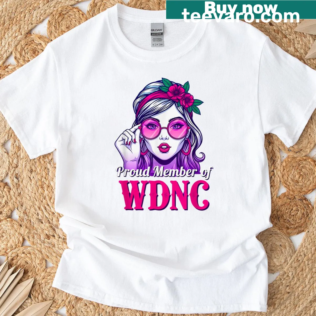 Retro 70s typography for Proud Member of Wdnc T-shirt — on a men's t-shirt
