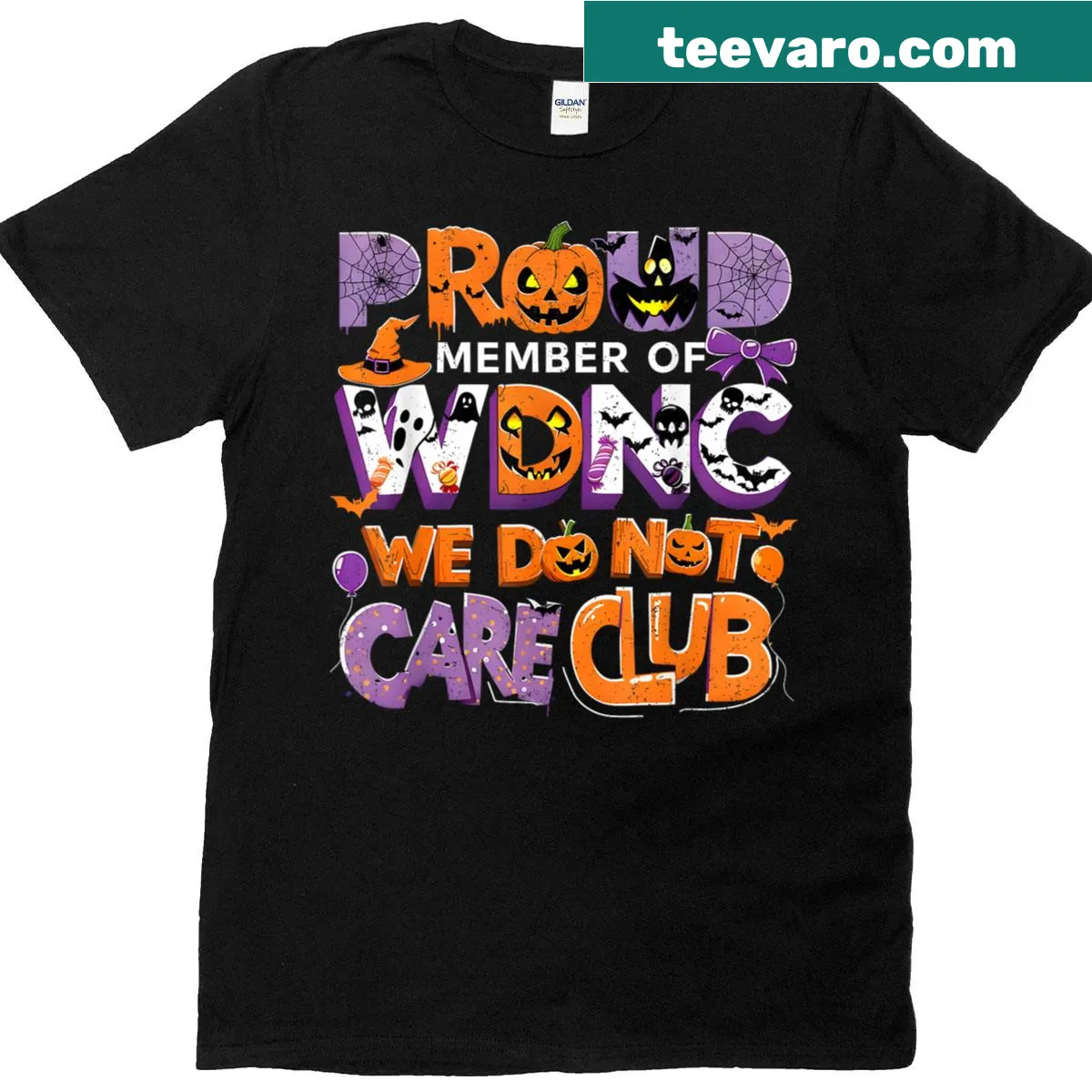 Halloween t-shirt with 'Proud Member of Wdnc' text — on a men's t-shirt