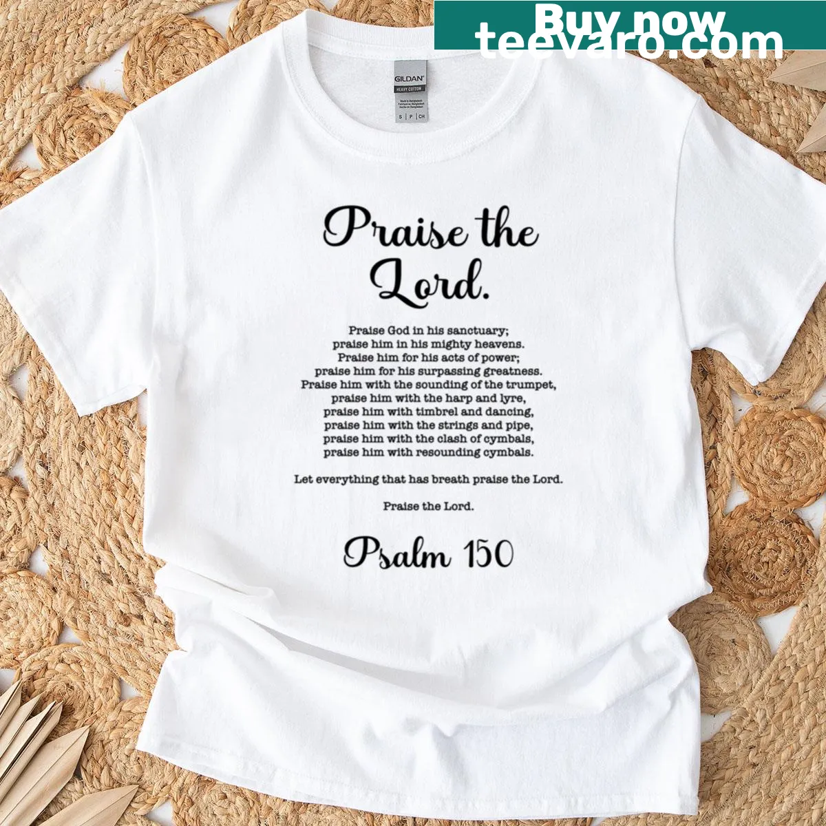 T-shirt with the text 'Praise The Lord' inspired by Psalm 150 — on a men's t-shirt