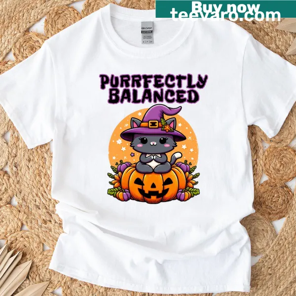 Cute cat in a yoga pose on T-shirt
