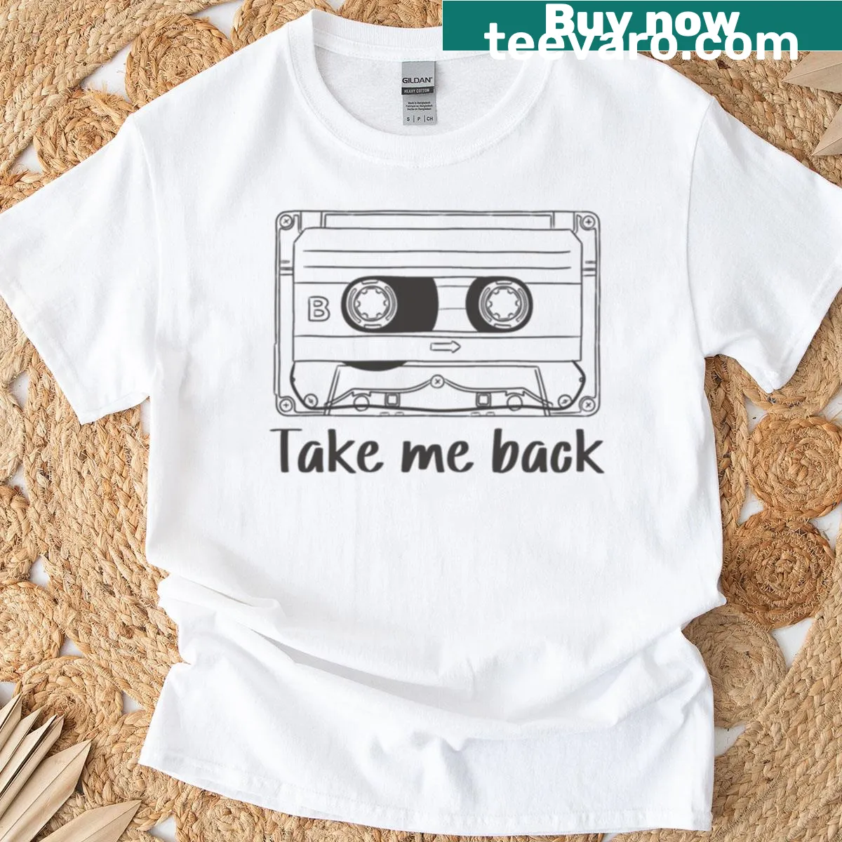 Vintage-style T-shirt with a retro cassette graphic — on a men's t-shirt