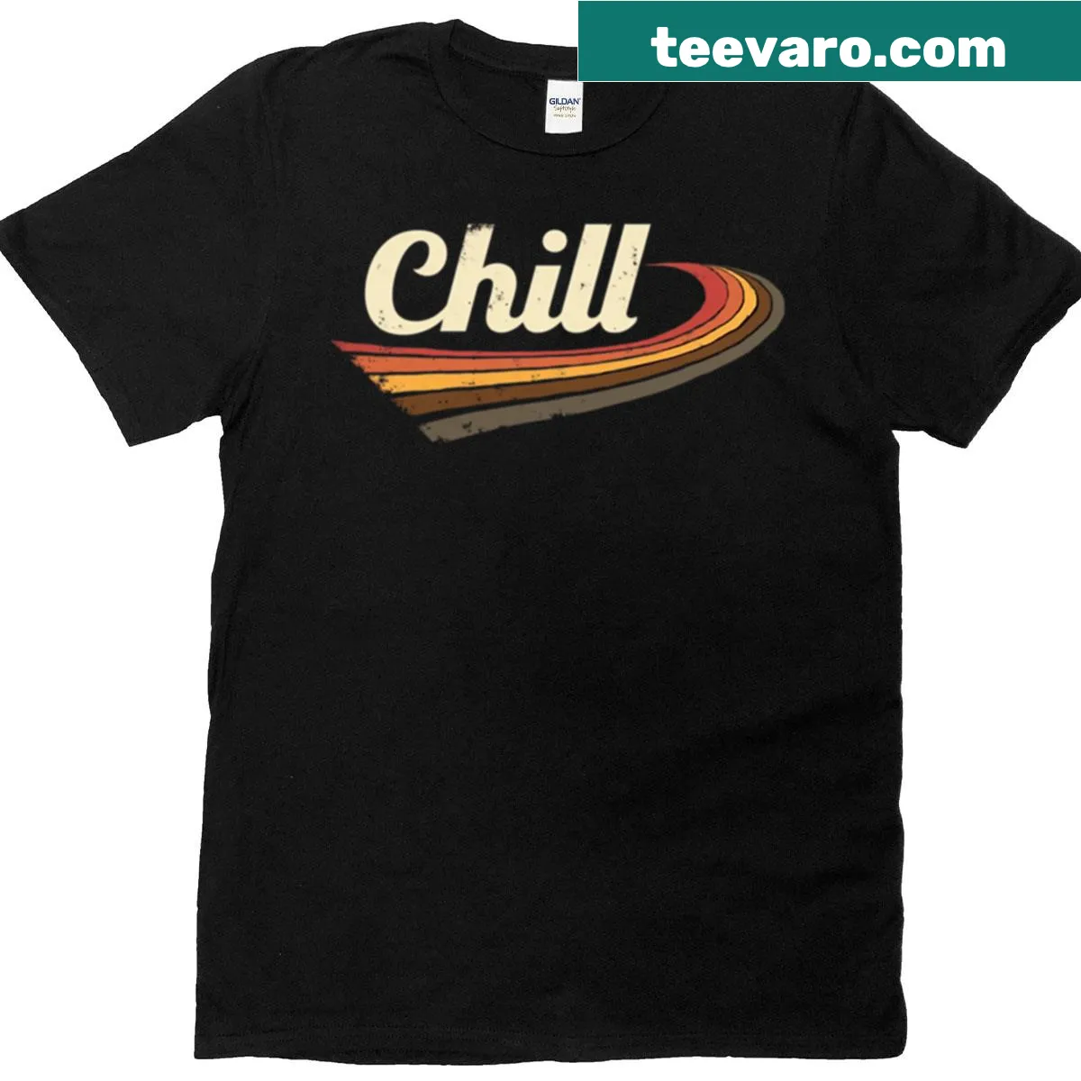 Retro-inspired t-shirt featuring a chill wave graphic in a vintage style. — on a men's t-shirt