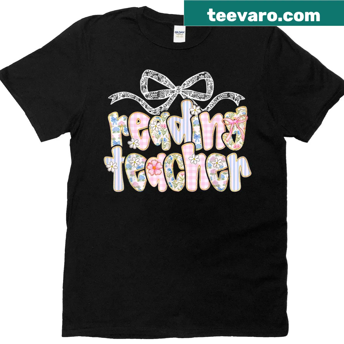 Vintage floral design T-shirt for reading teachers and librarians — on a men's t-shirt