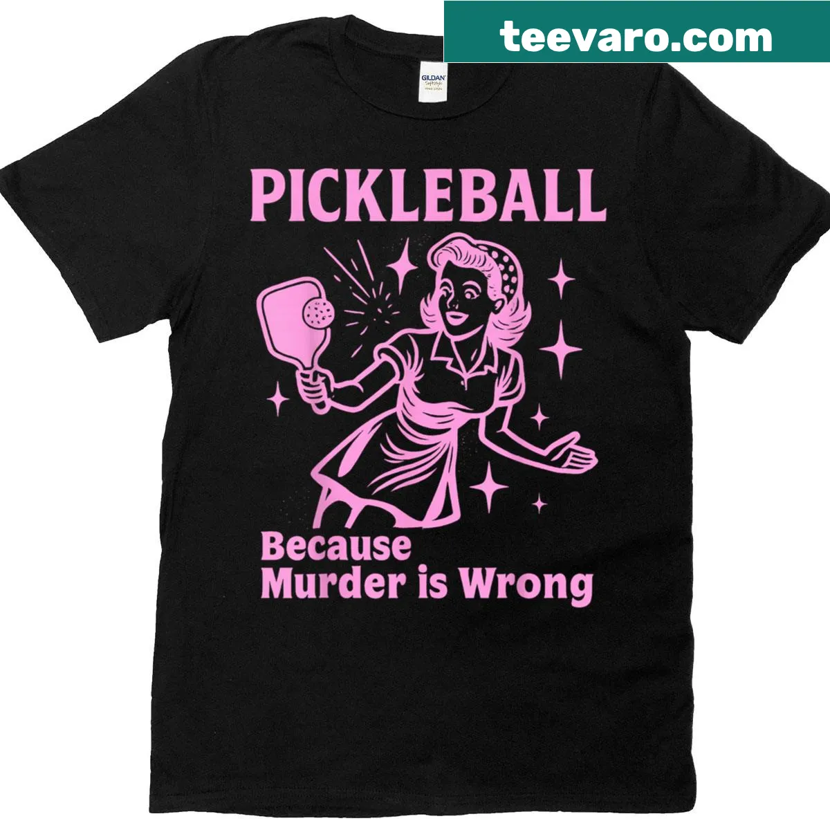 Funny T-shirt for women with pickleball graphic and text — on a men's t-shirt