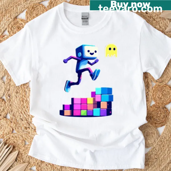 Retro pixel art design T-shirt inspired by classic gaming