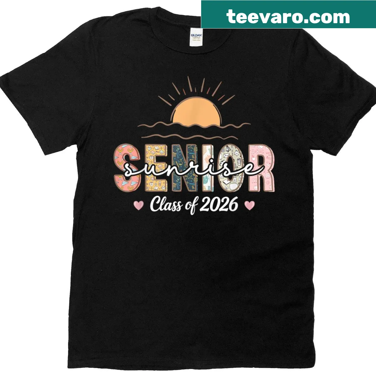 Retro graduation t-shirt for the Class of 2026 featuring a sunrise design. — on a men's t-shirt