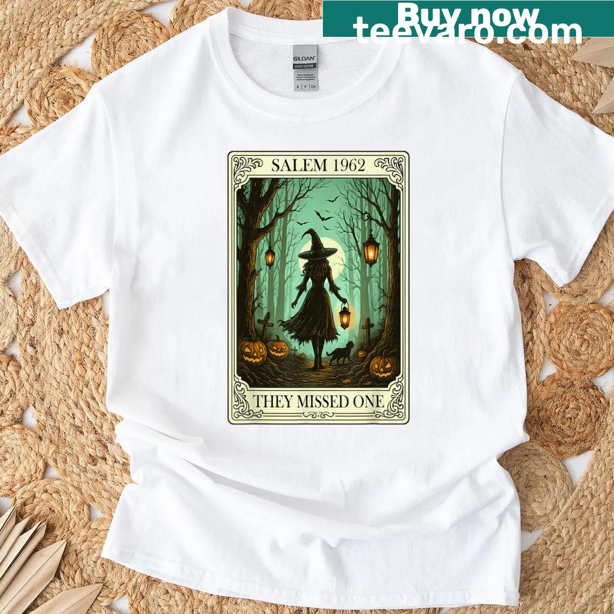Tarot card design featuring a witch with the phrase They Missed One — on a men's t-shirt