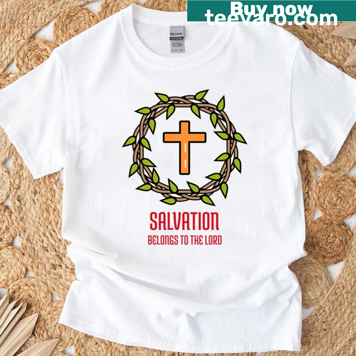 Inspirational t-shirt with 'Salvation Of The Lord' text — on a men's t-shirt