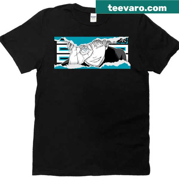 Illustration of Satoru Gojo on a t-shirt