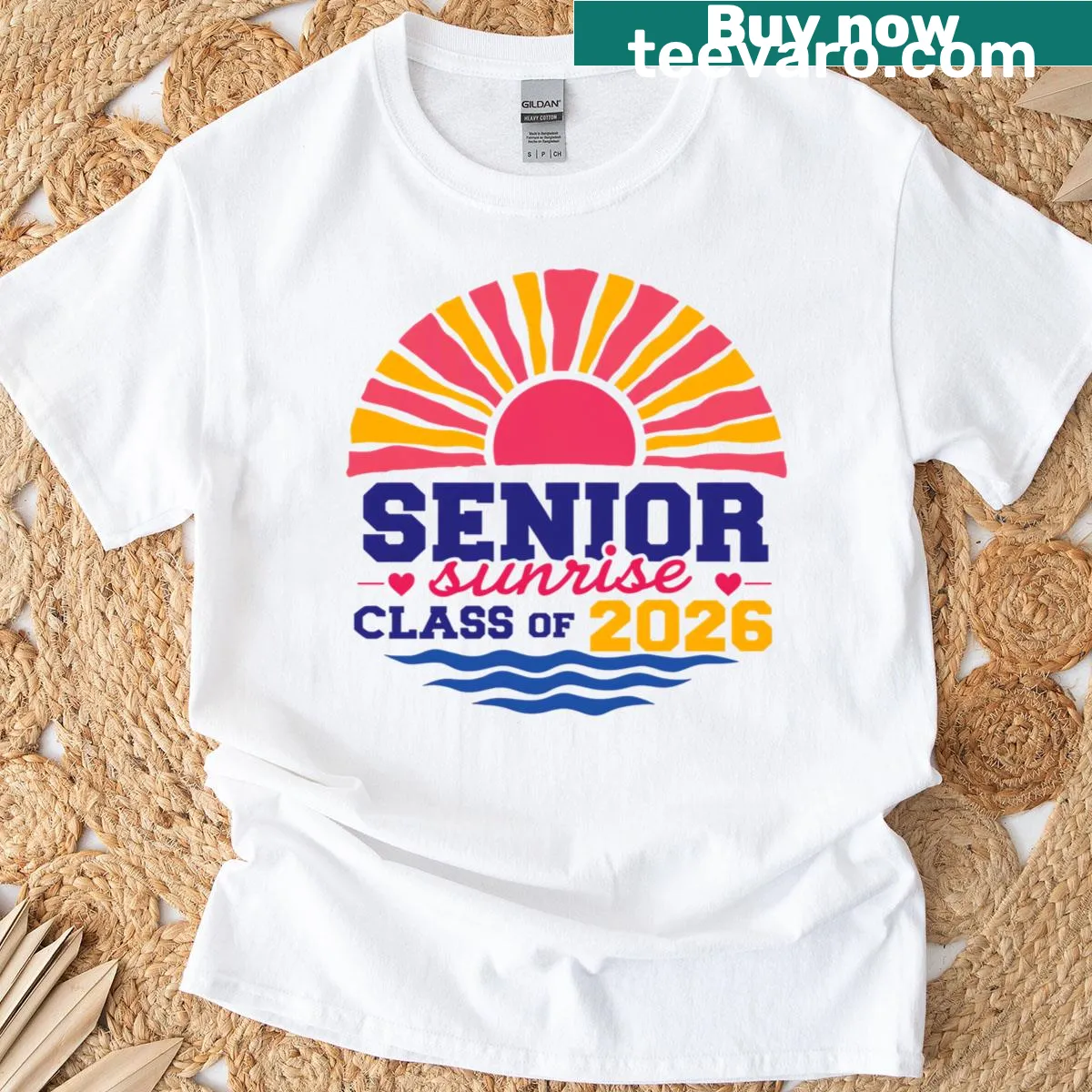 Graduation t-shirt with 'Senior Sunrise Class Of 2026' for students — on a men's t-shirt