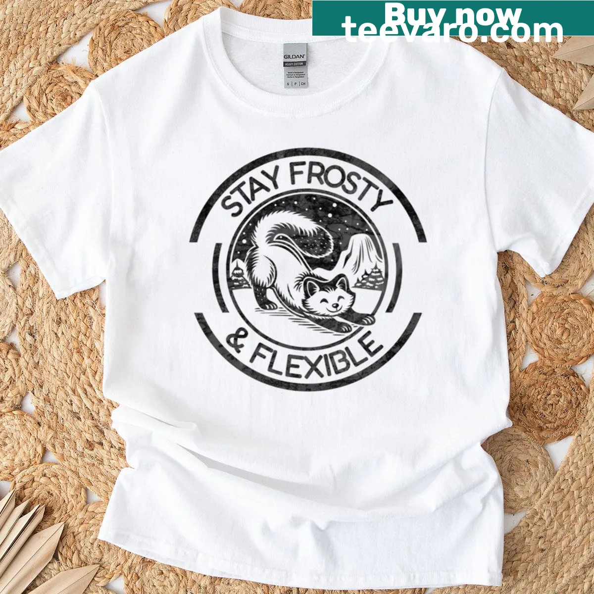 Playful 'Stay Frosty And Flexible' T-shirt for casual wear — on a men's t-shirt