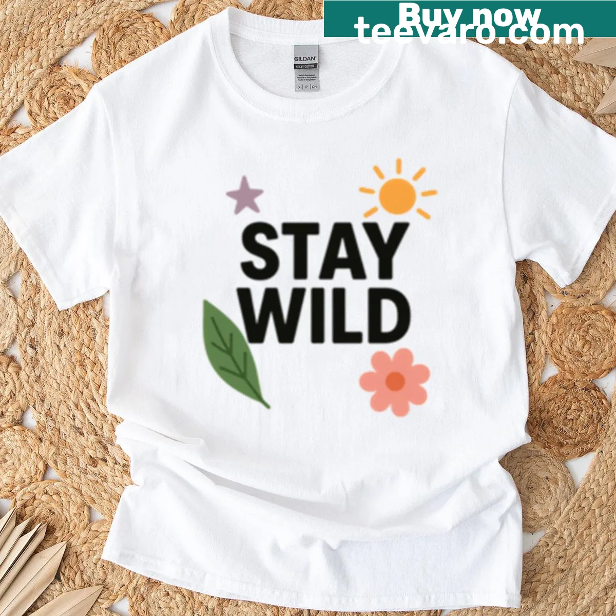 Typography design with the quote Stay Wild — on a men's t-shirt