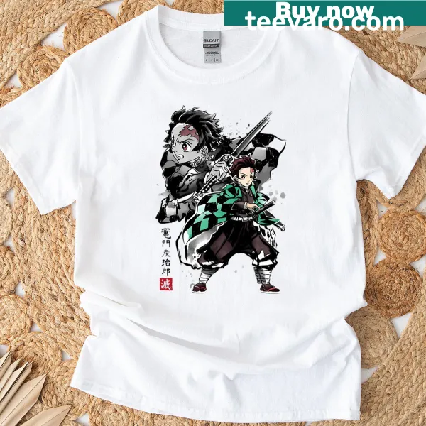 Illustrated Tanjiro Kamado T-shirt for anime fans