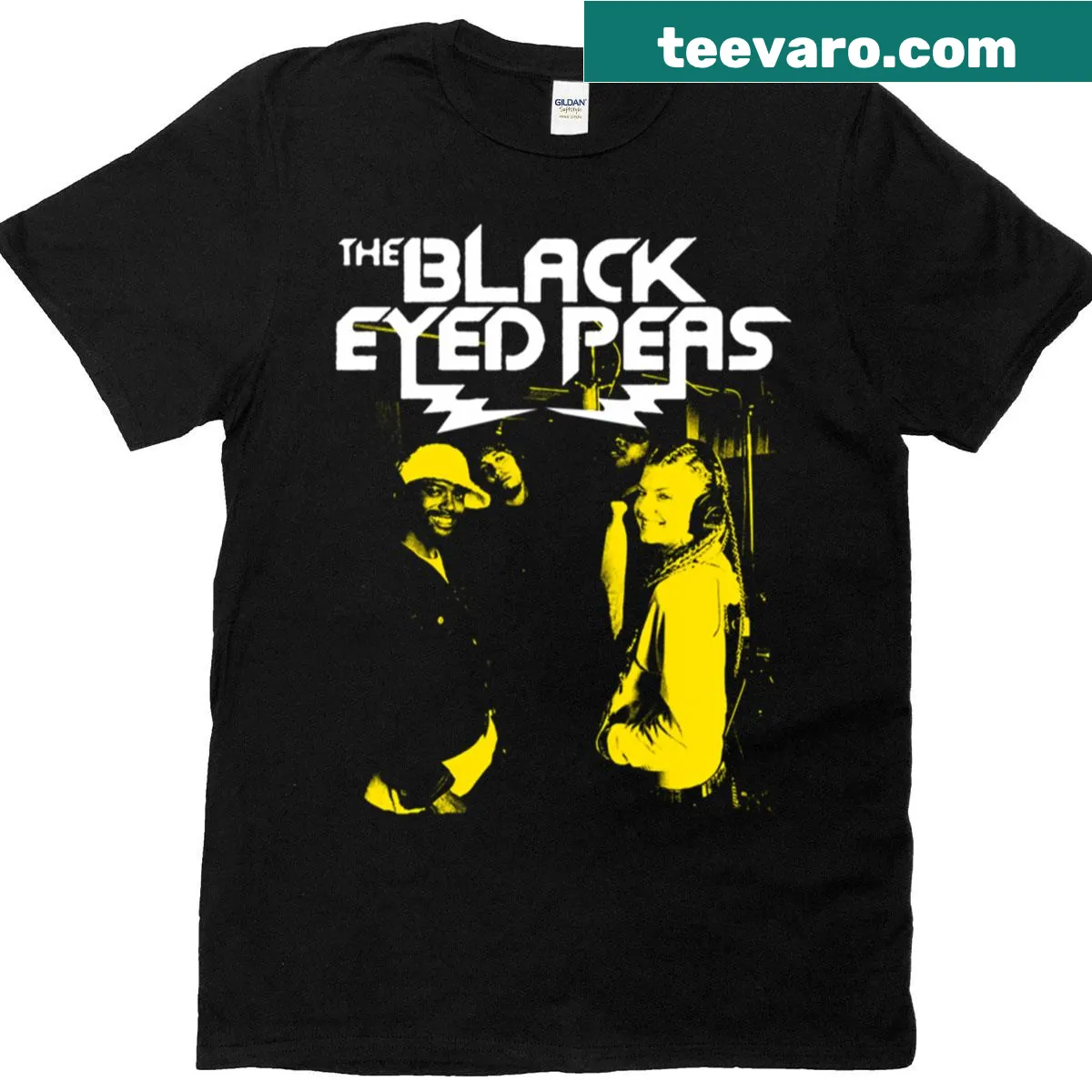 Illustration of The Black Eyed Peas on a t-shirt — on a men's t-shirt