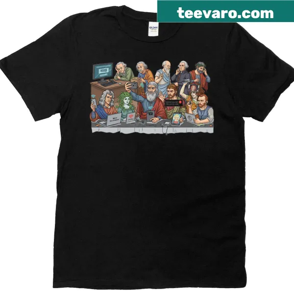 Creative Last Tech Supper graphic t-shirt with tech illustrations