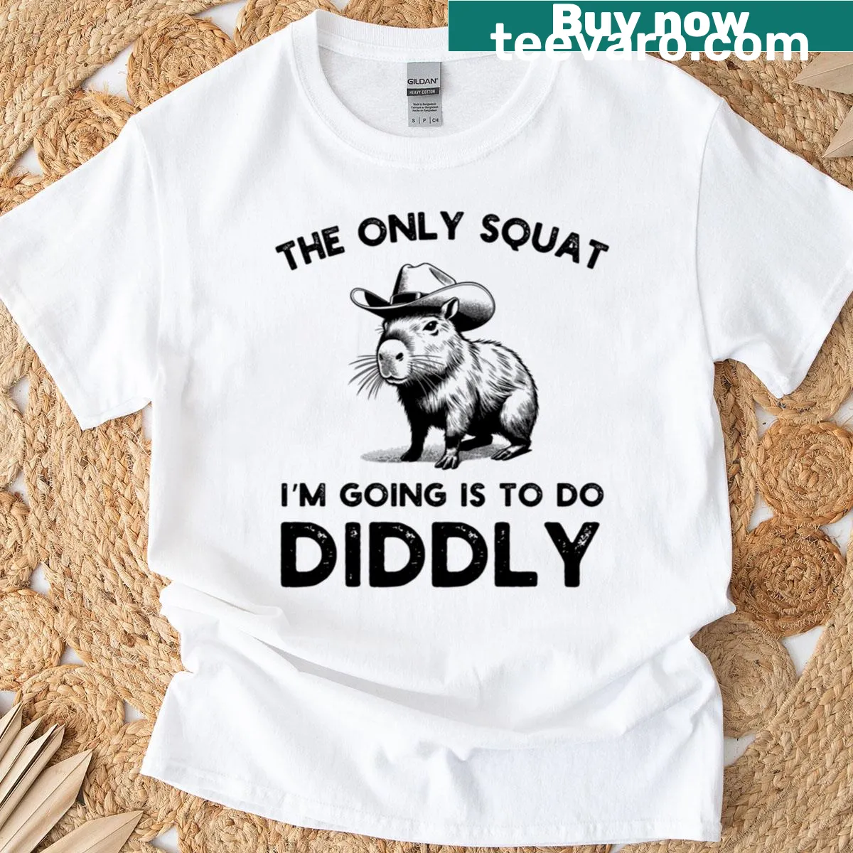 Funny capybara graphic with workout saying on a t-shirt — on a men's t-shirt