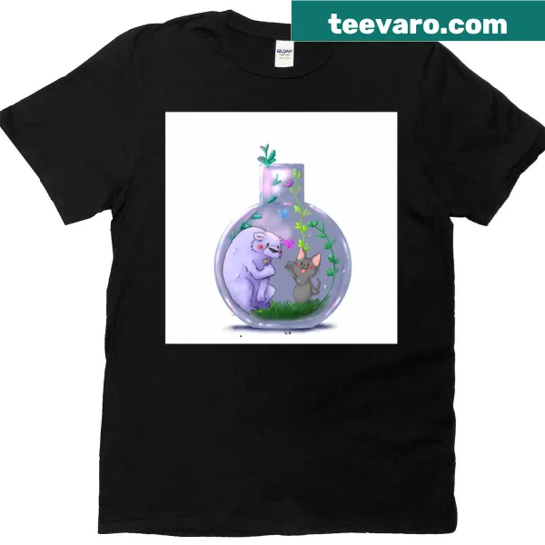 Cute illustrated t-shirt featuring tiny animal companions