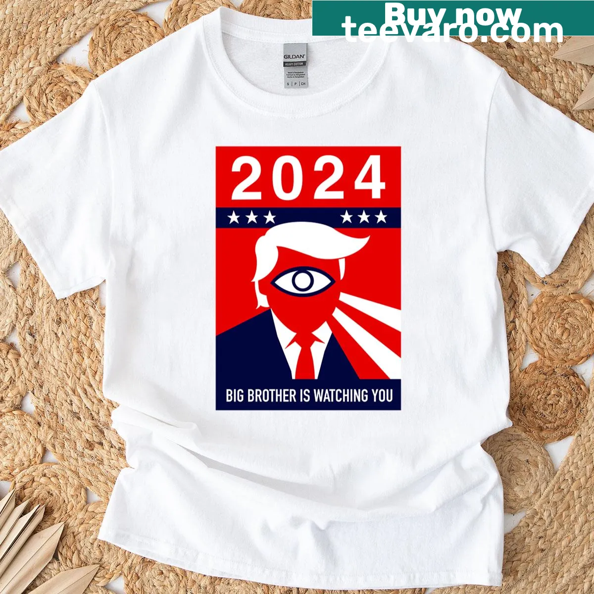 Trump parody illustration T-shirt with a political theme — on a men's t-shirt
