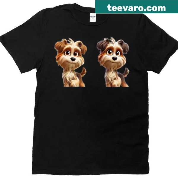 Cute t-shirt with illustrated Dandie Dinmont Terrier friends