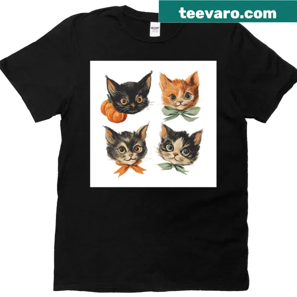 Vintage-style illustration of cats on a T-shirt